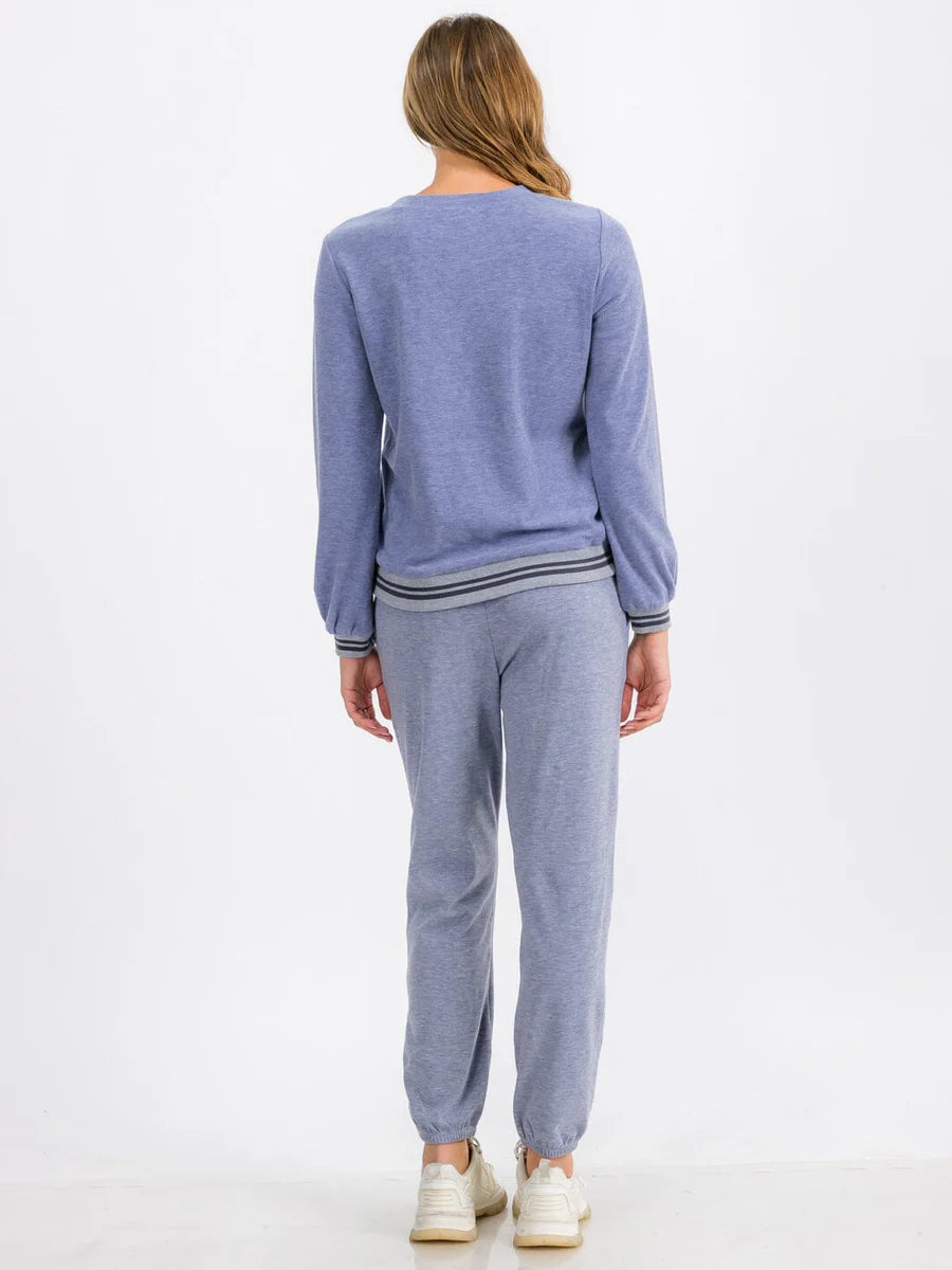 Trim Detail Sweatshirt - Blue