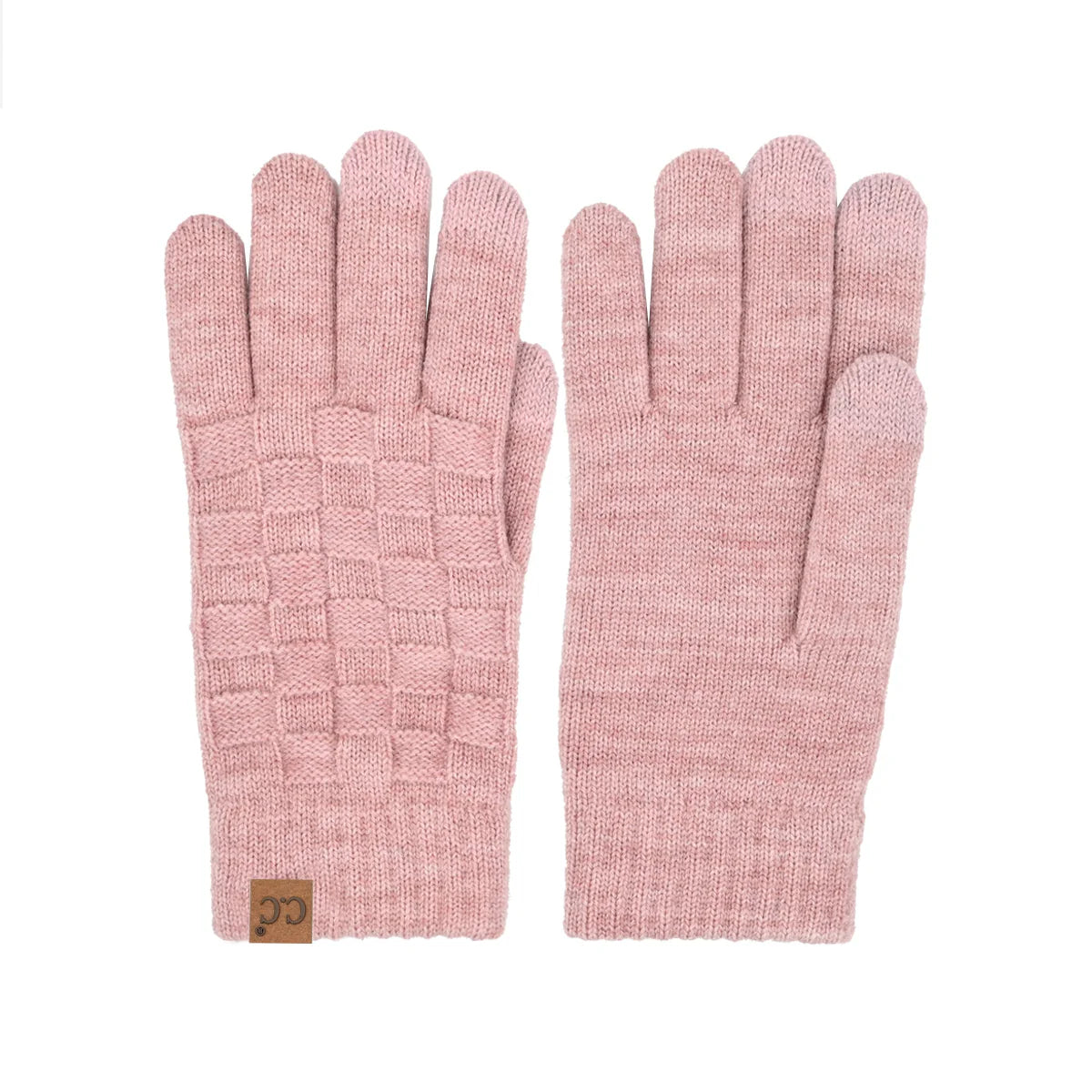 Woven Checkered Glove - Rose