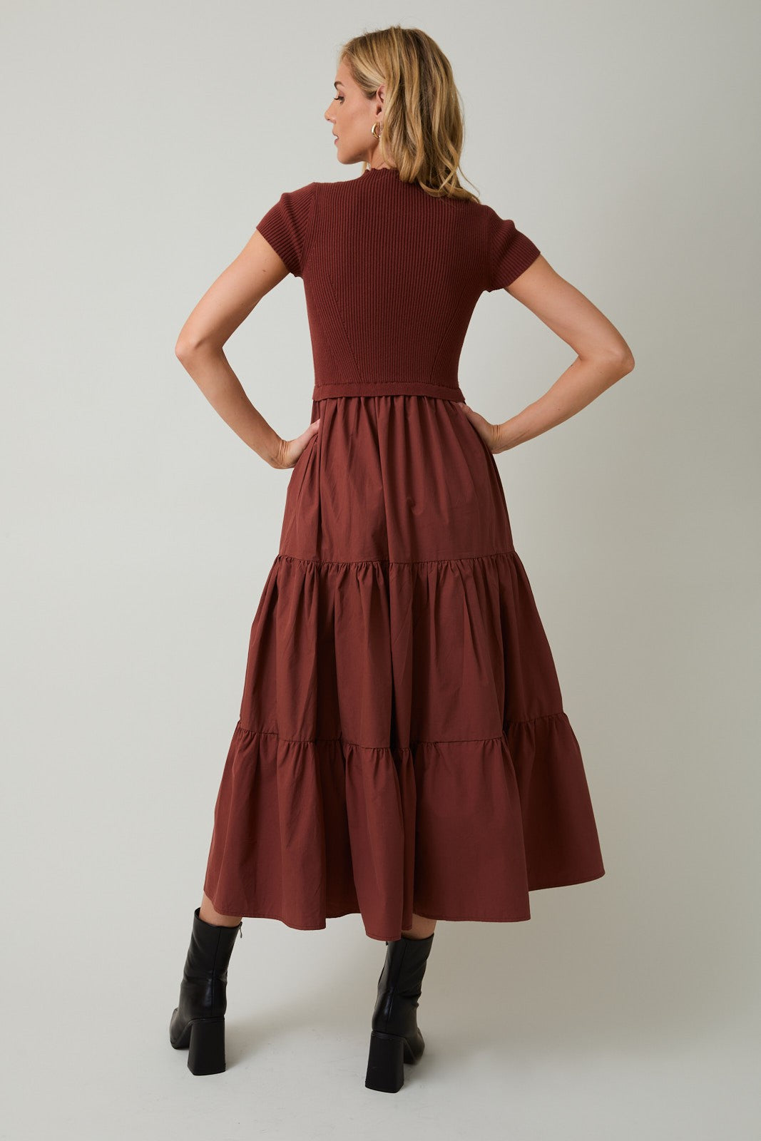 Woven Mix Tiered Dress