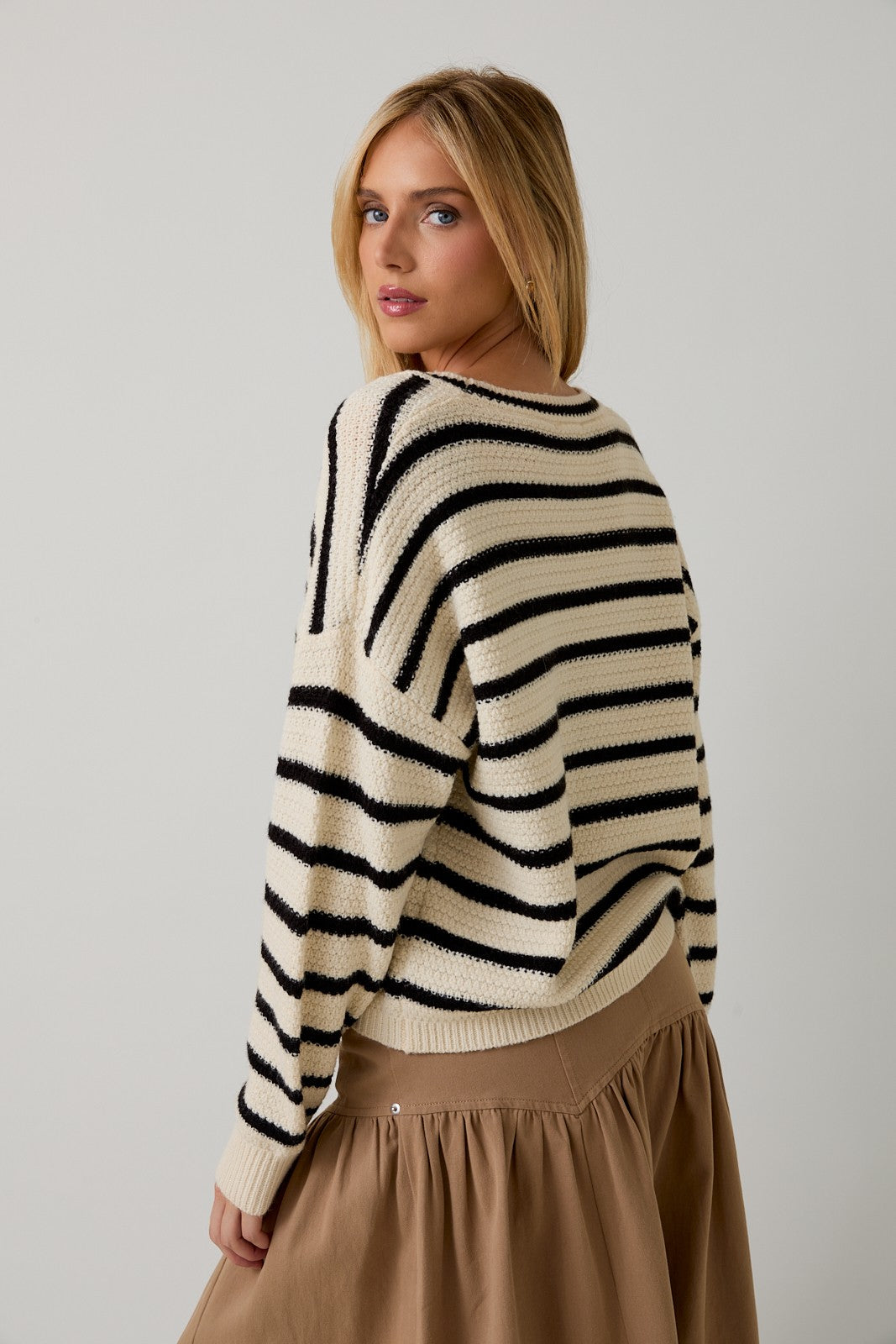 V-Neck Stripe Cardigan