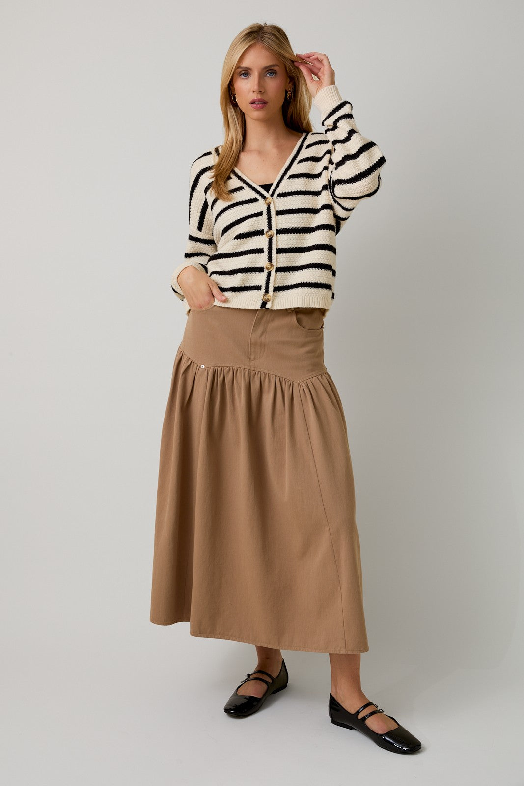 V-Neck Stripe Cardigan