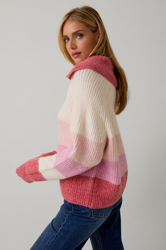Button Collar Fuzzy Sweater
