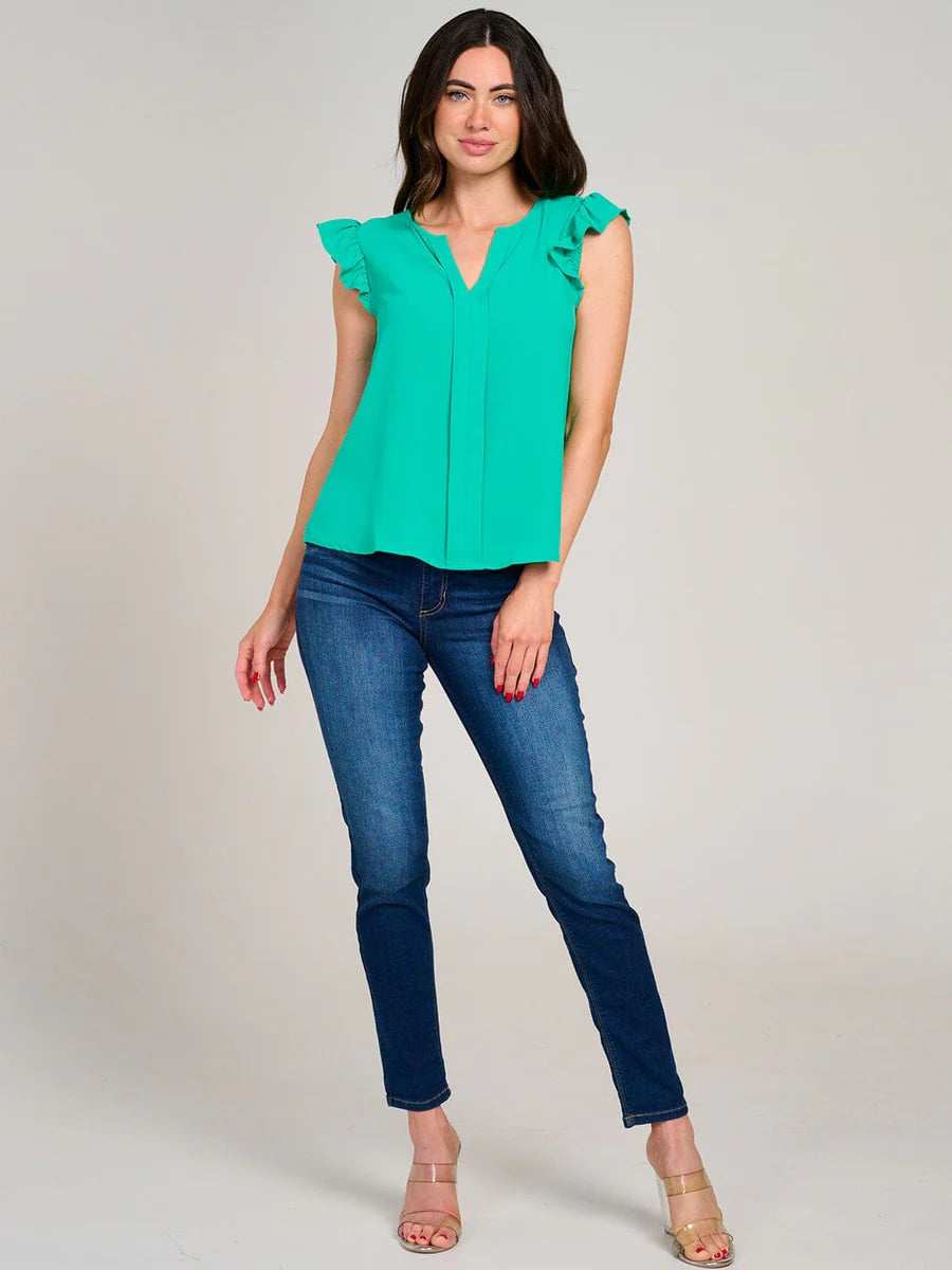Ruffle Sleeve V-Neck Top