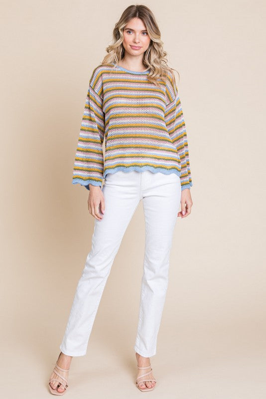 Striped Bell Sleeve Top