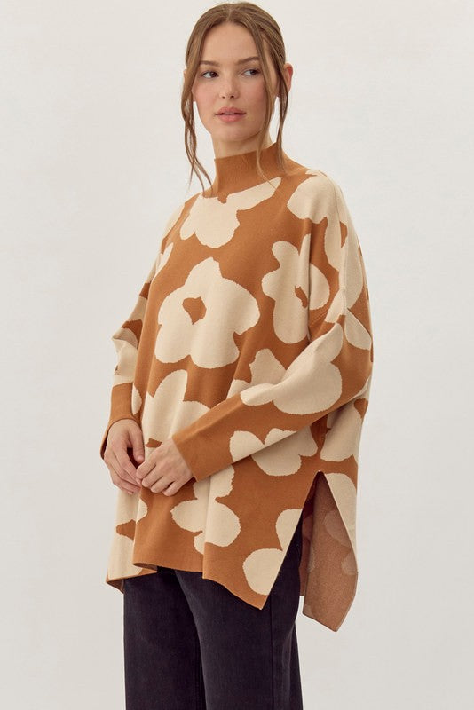 Floral Mock Neck Sweater