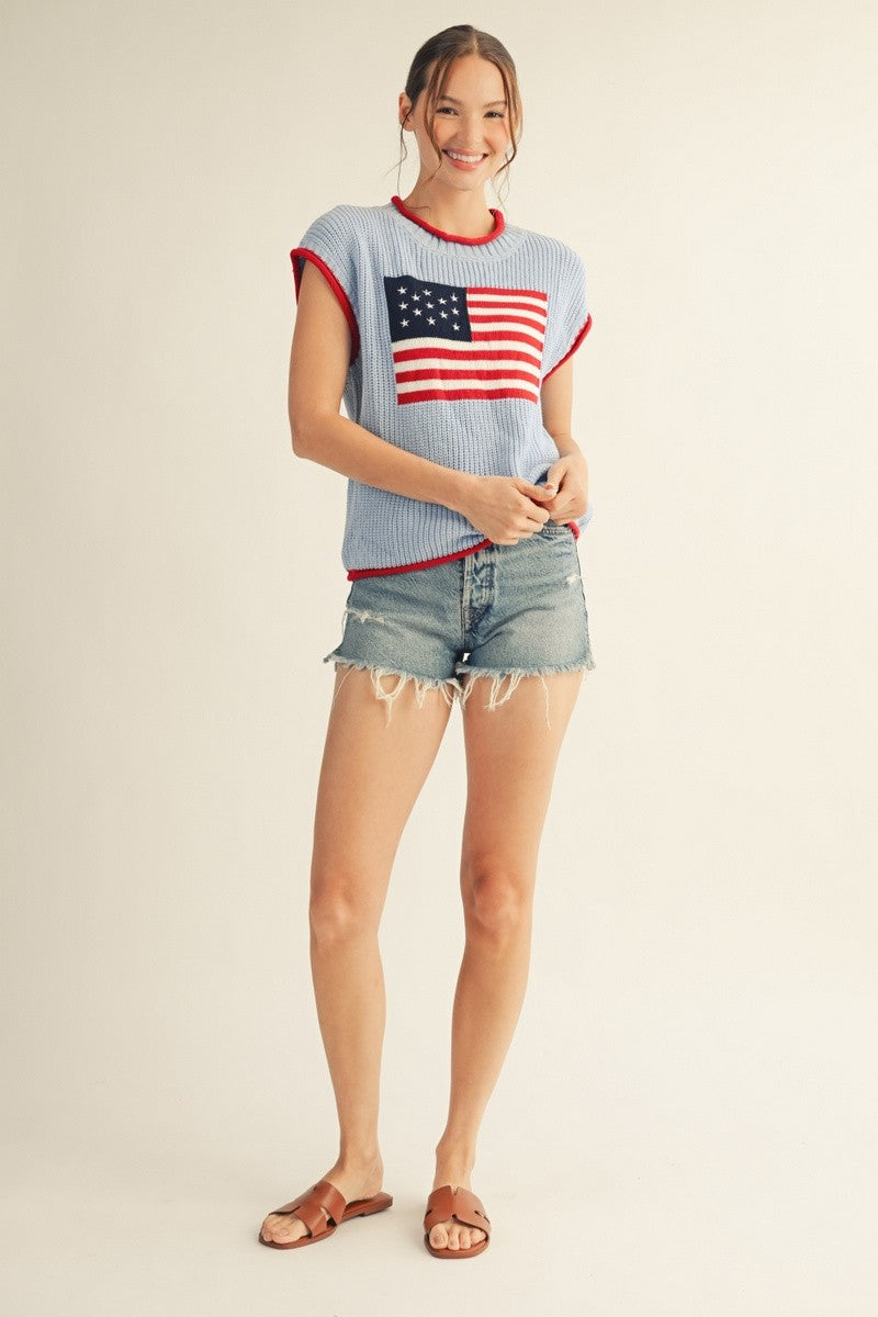 American Flag Sweater Top