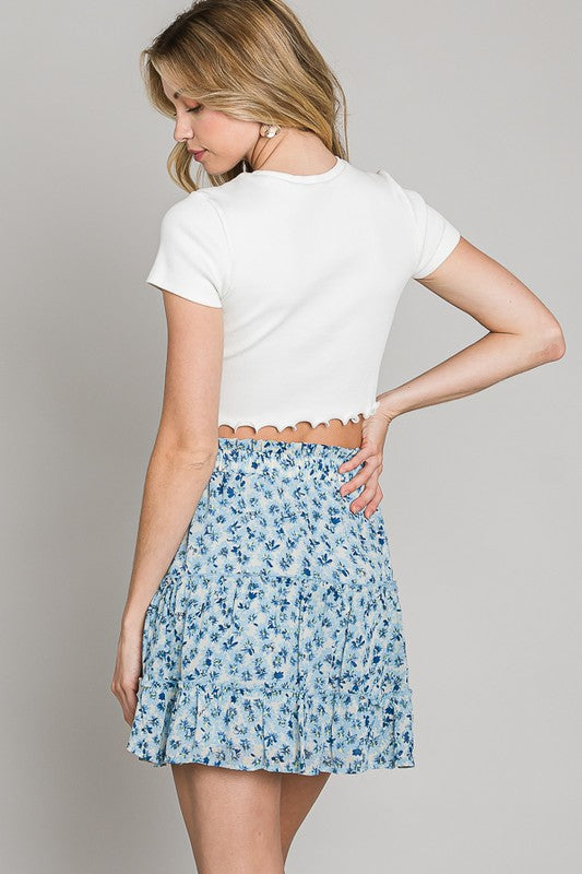 Ditsy Floral Print Tiered Skirt
