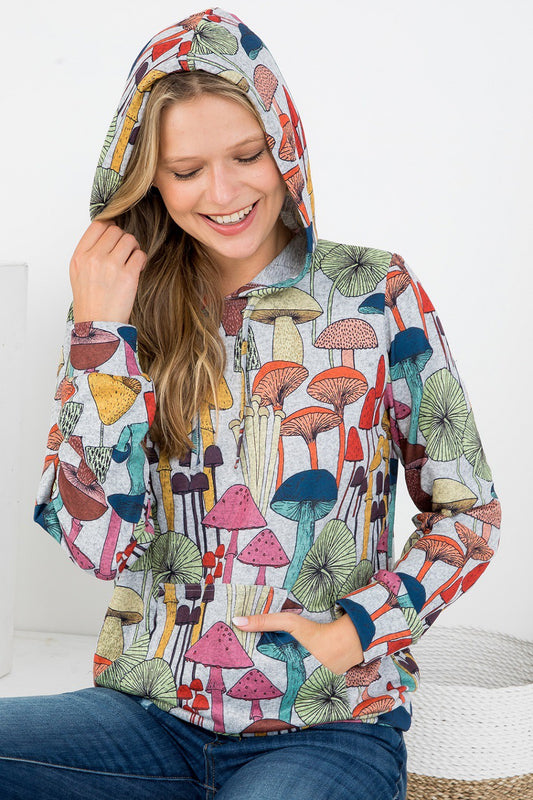 Mushroom Print Hoodie