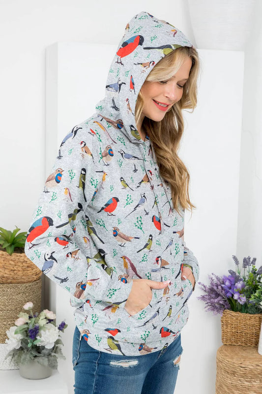 Lightweight Gray Bird Hoodie