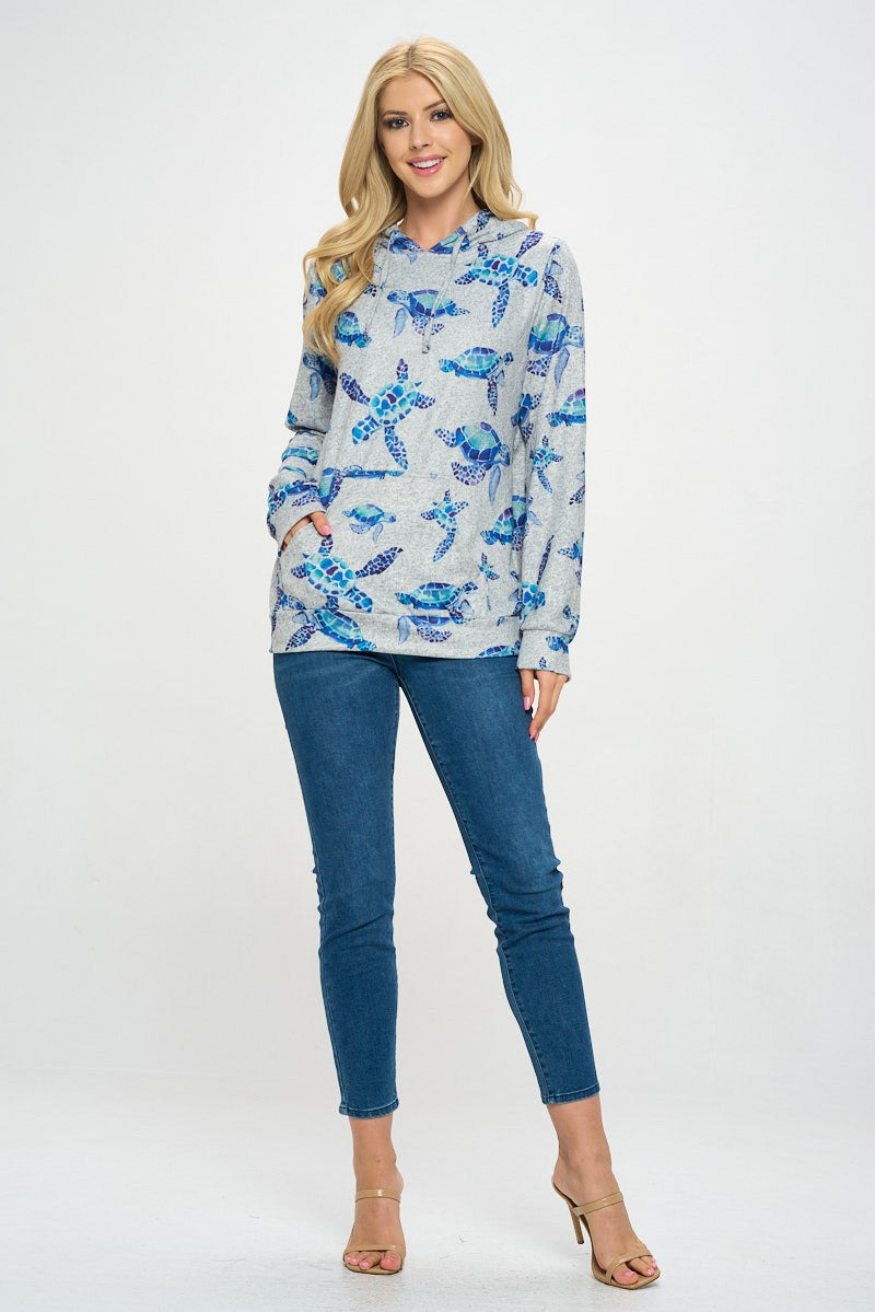 Turtle Print Hoodie
