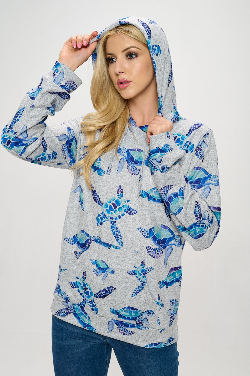 Turtle Print Hoodie