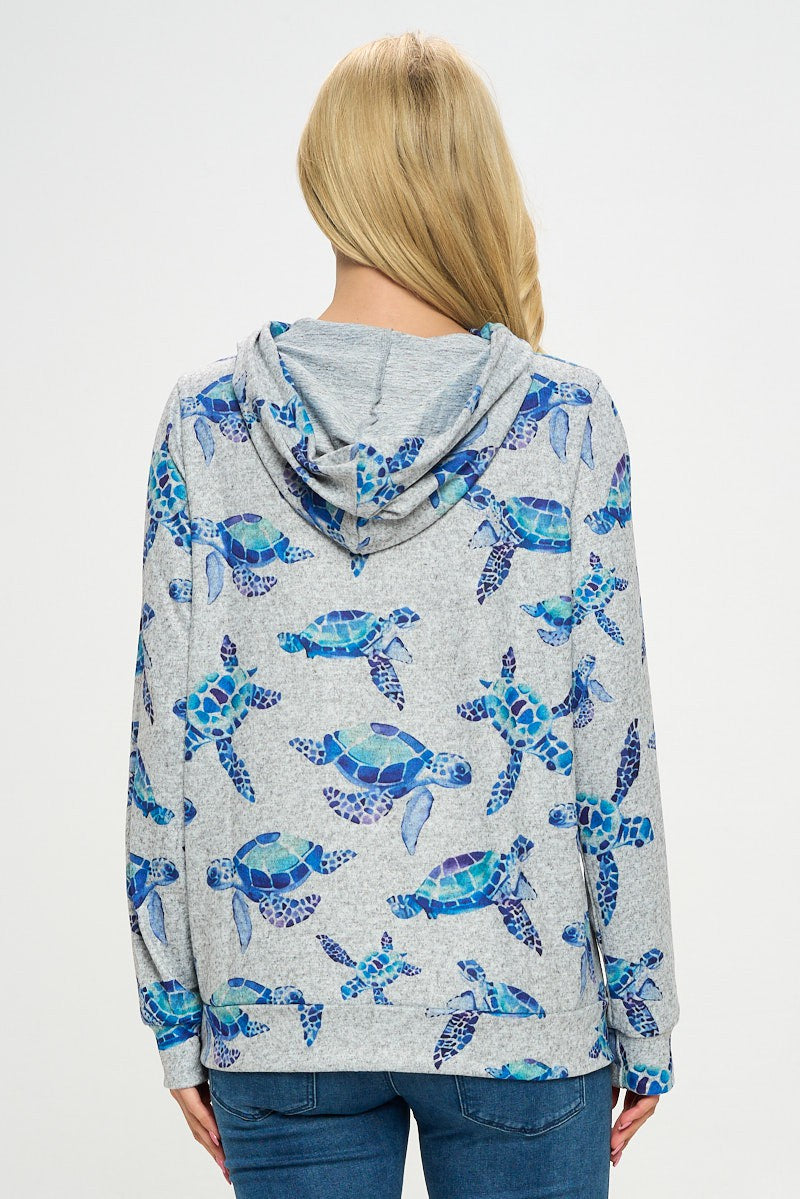 Turtle Print Hoodie