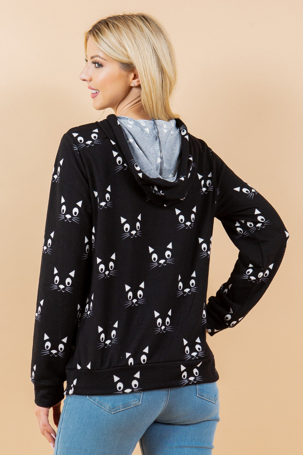 Black Cat Face Hoodie
