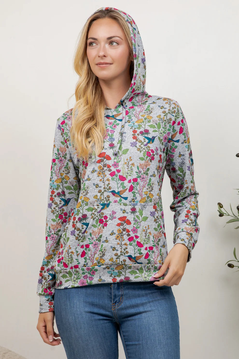 Flower Garden Hummingbird Hoodie