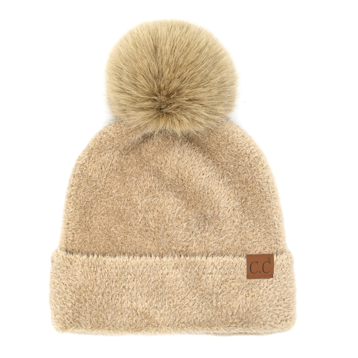 Pom Chenille Hat - Beige