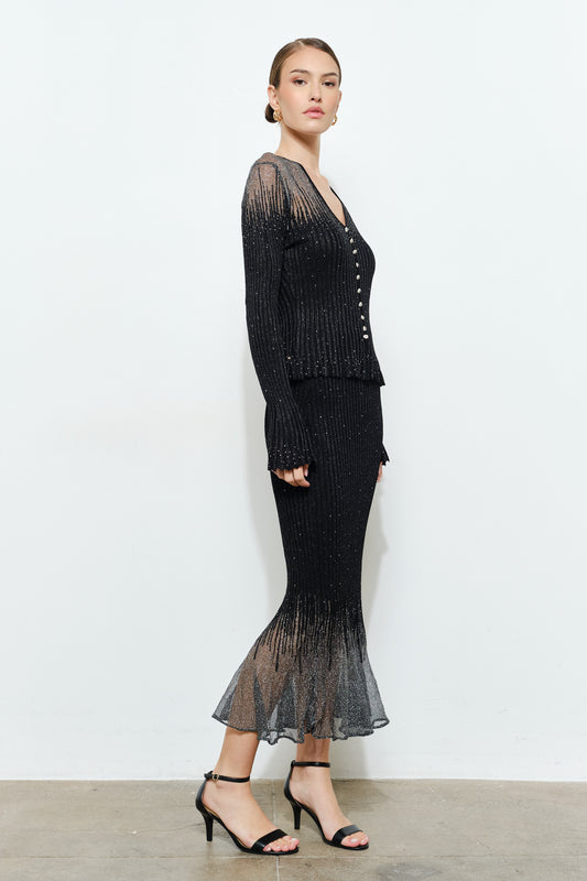 Sparkling Sheer Hem Skirt