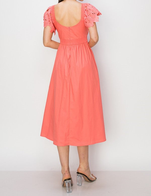 Lace Short Sleeve Twist Top Dress