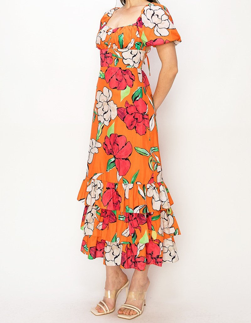 Open Back Ruffle Tiered Dress