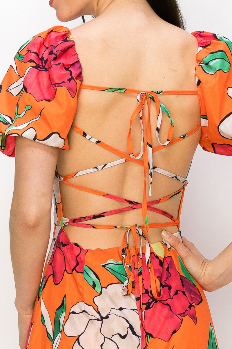 Open Back Ruffle Tiered Dress