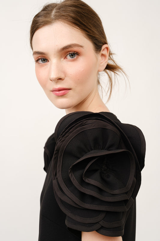 3D Floral Sleeve Dress