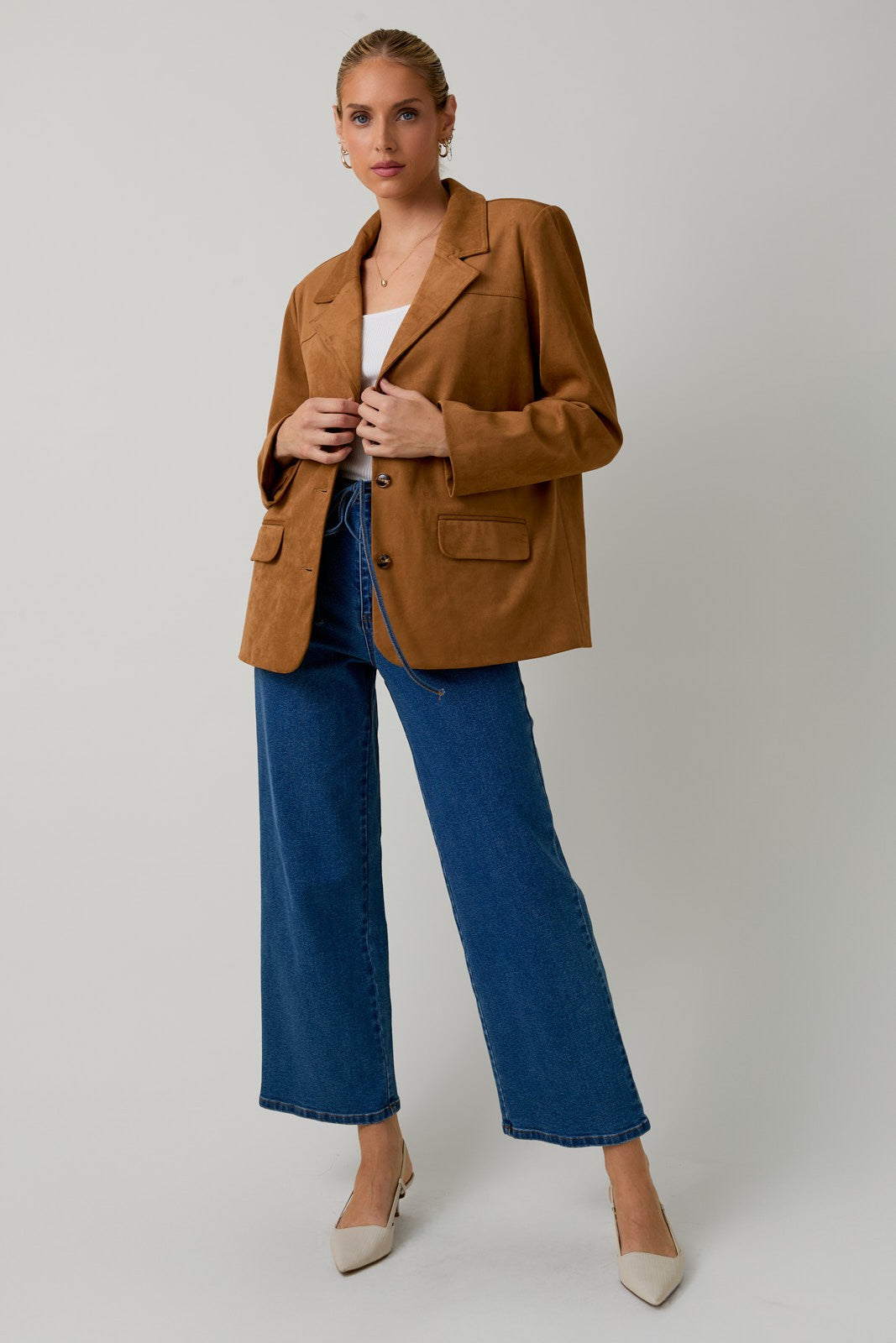 Vegan Suede Oversized Blazer