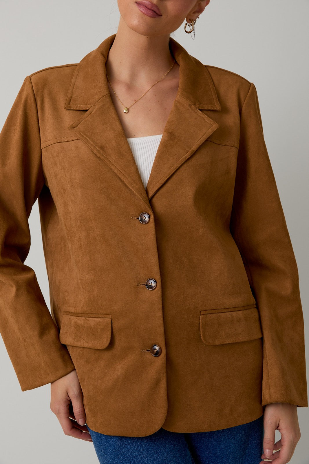 Vegan Suede Oversized Blazer