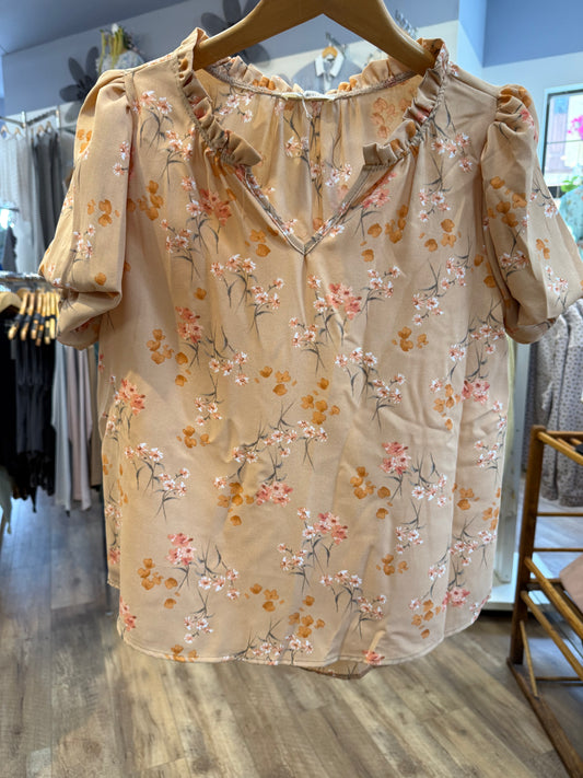 Floral Top - Tan