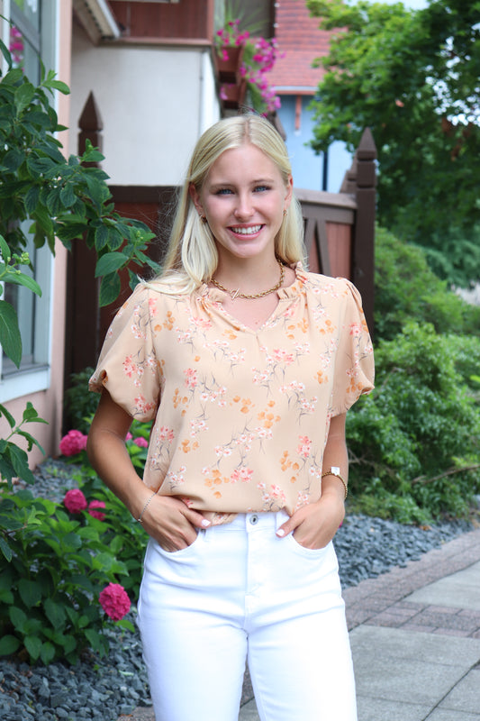 Floral Top - Tan