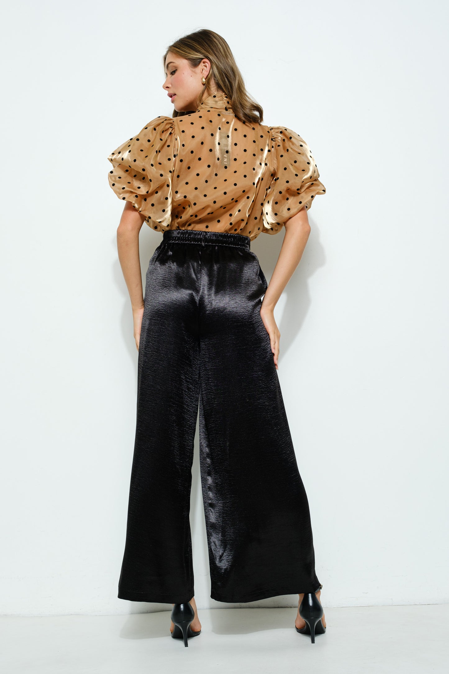Braided Belt Wide Leg Pants - Black