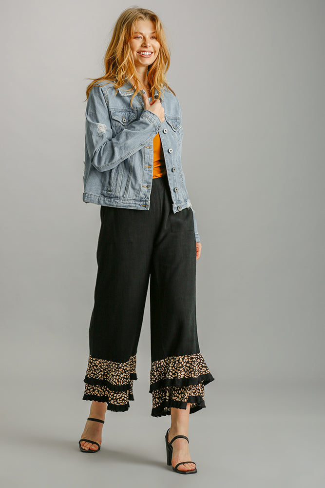 Brown Star Patch Distressed Denim Jacket