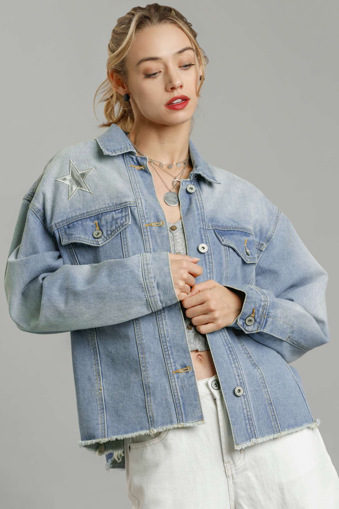 Silver Star Patch Denim Jacket