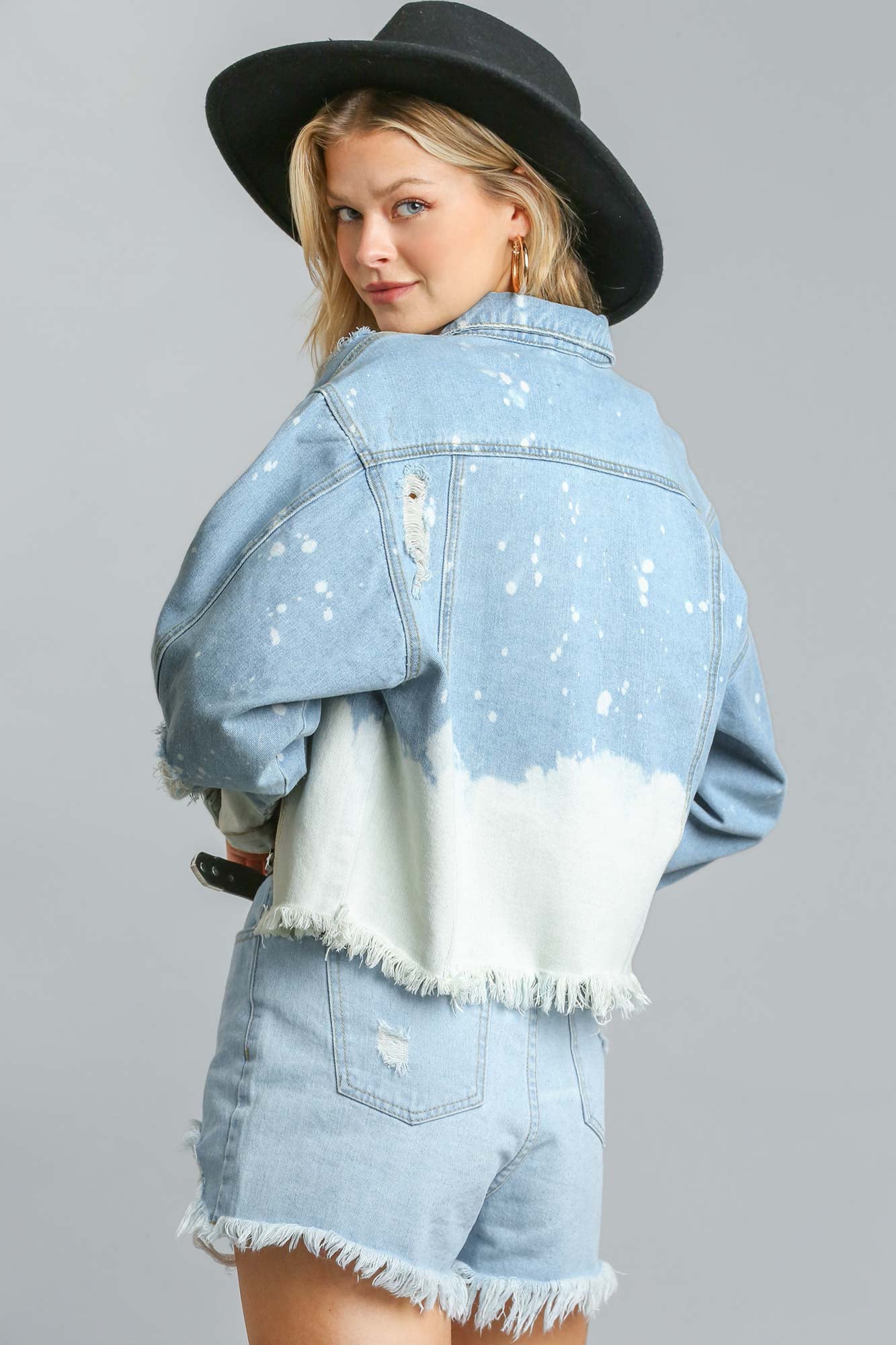 Dip Dye Distressed Denim Jacket