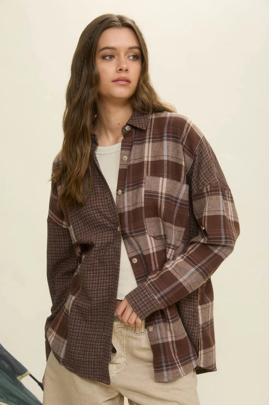 Colorblock Plaid Mix Top