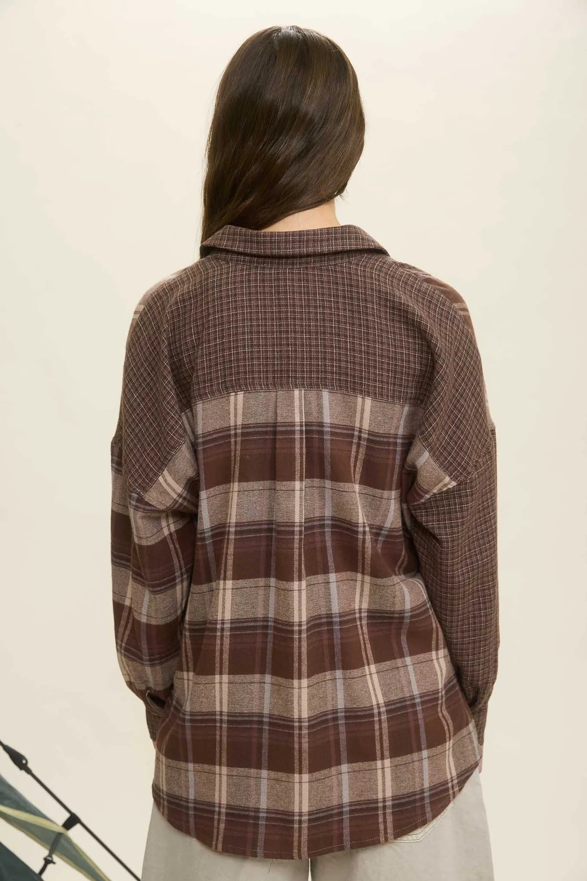 Colorblock Plaid Mix Top