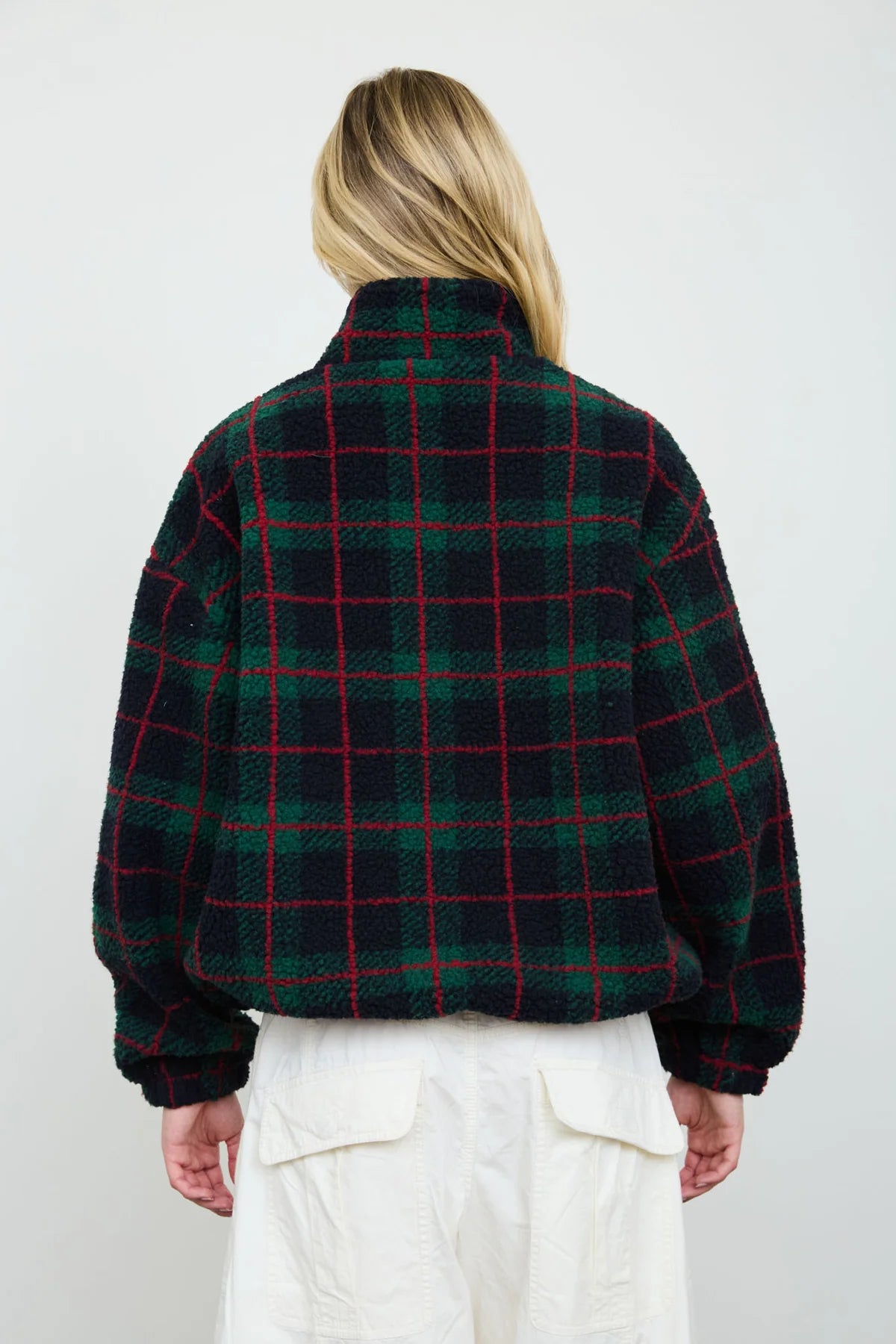 Plaid Fleece Zip-Up Jacket