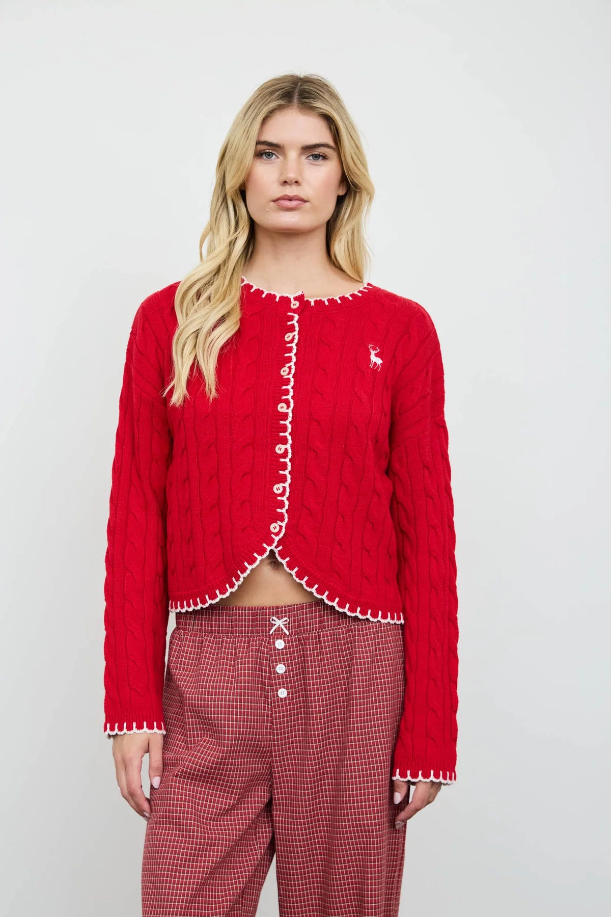 Embroidered Reindeer Cardigan