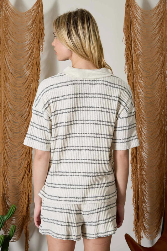 V-Neck Marled Knit Top