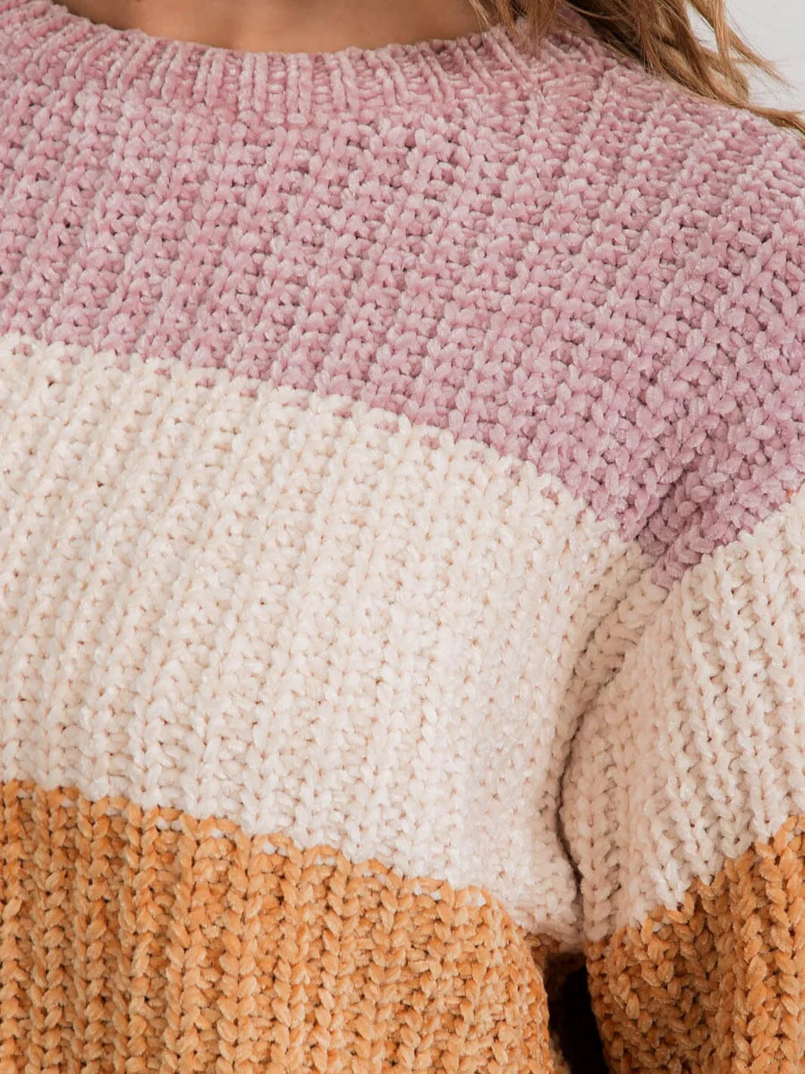Bold Striped Sweater - Pink