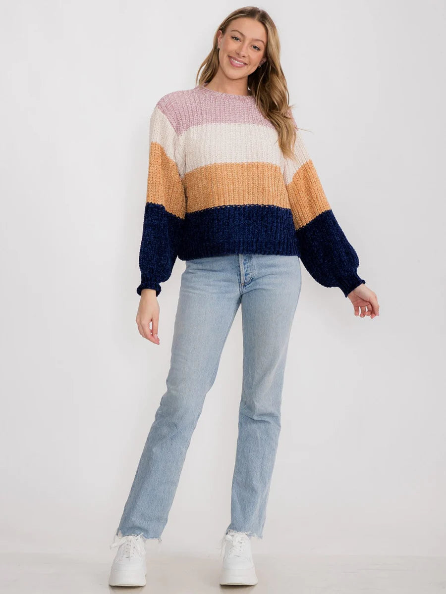 Bold Striped Sweater - Pink