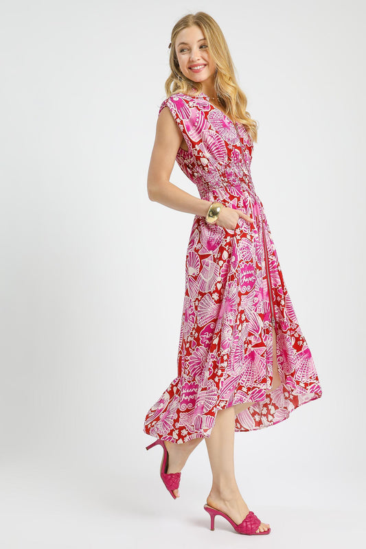 Front Zipper Floral Dress