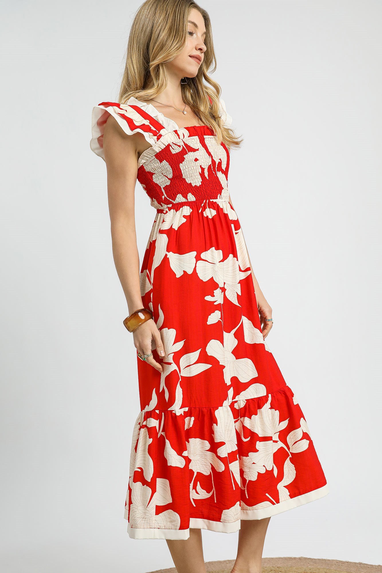 Tiered Smocked Midi Dress