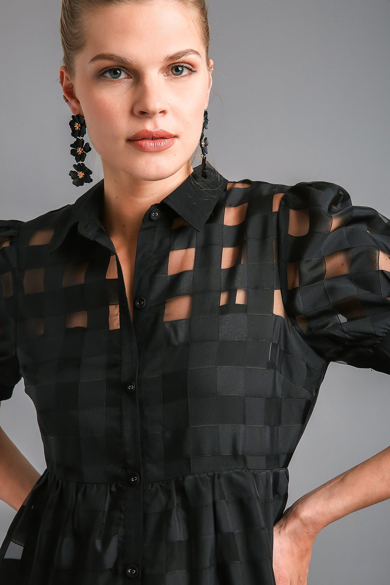 Basket Weave Button Down Dress