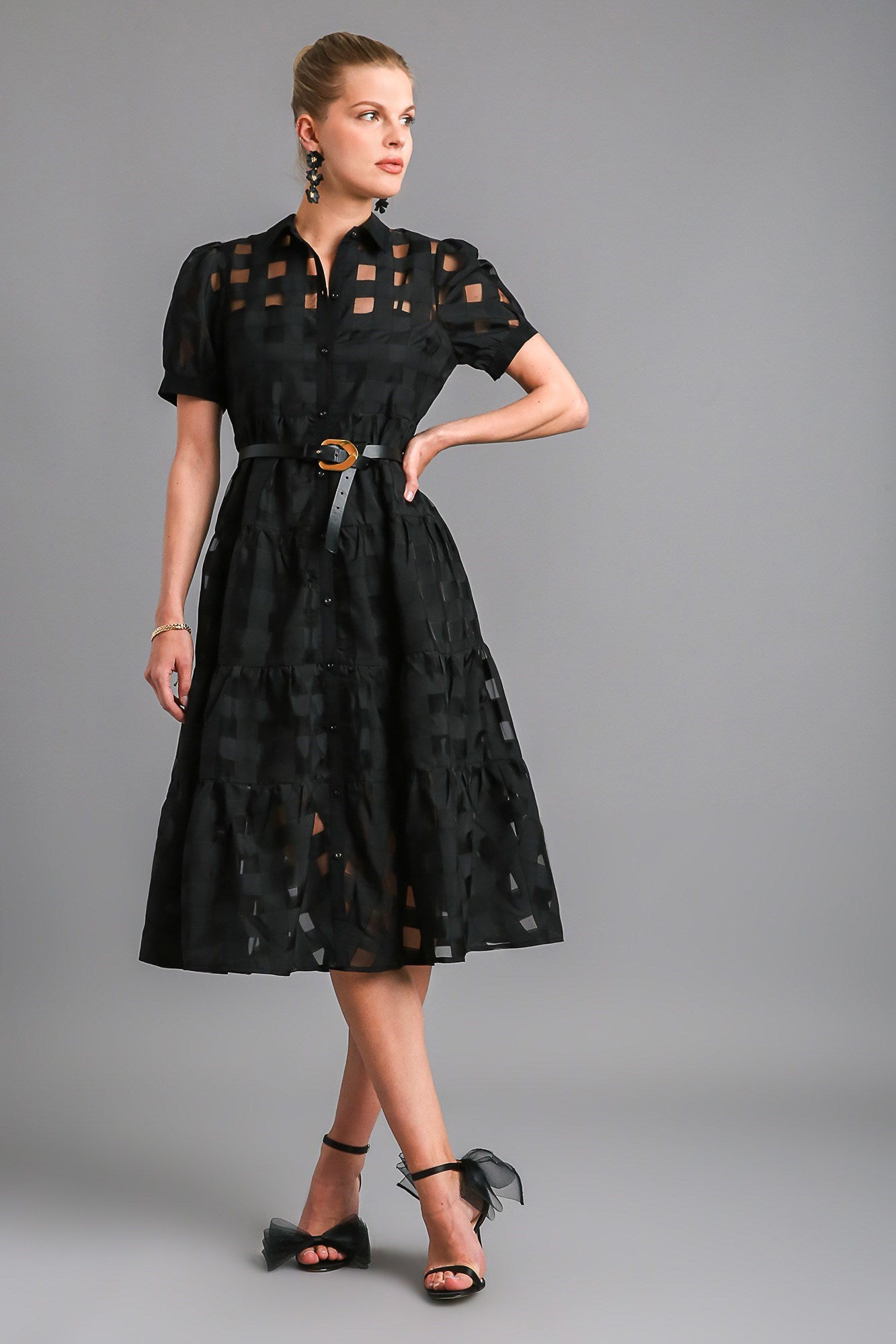 Basket Weave Button Down Dress