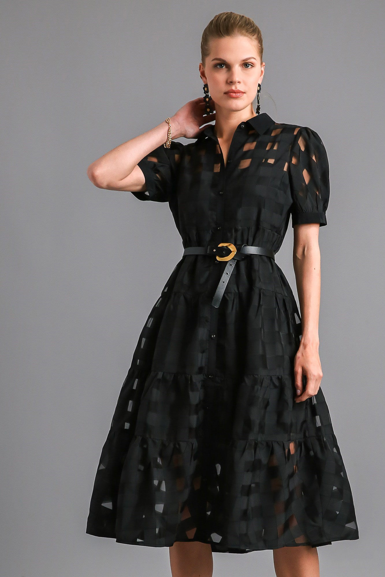 Basket Weave Button Down Dress