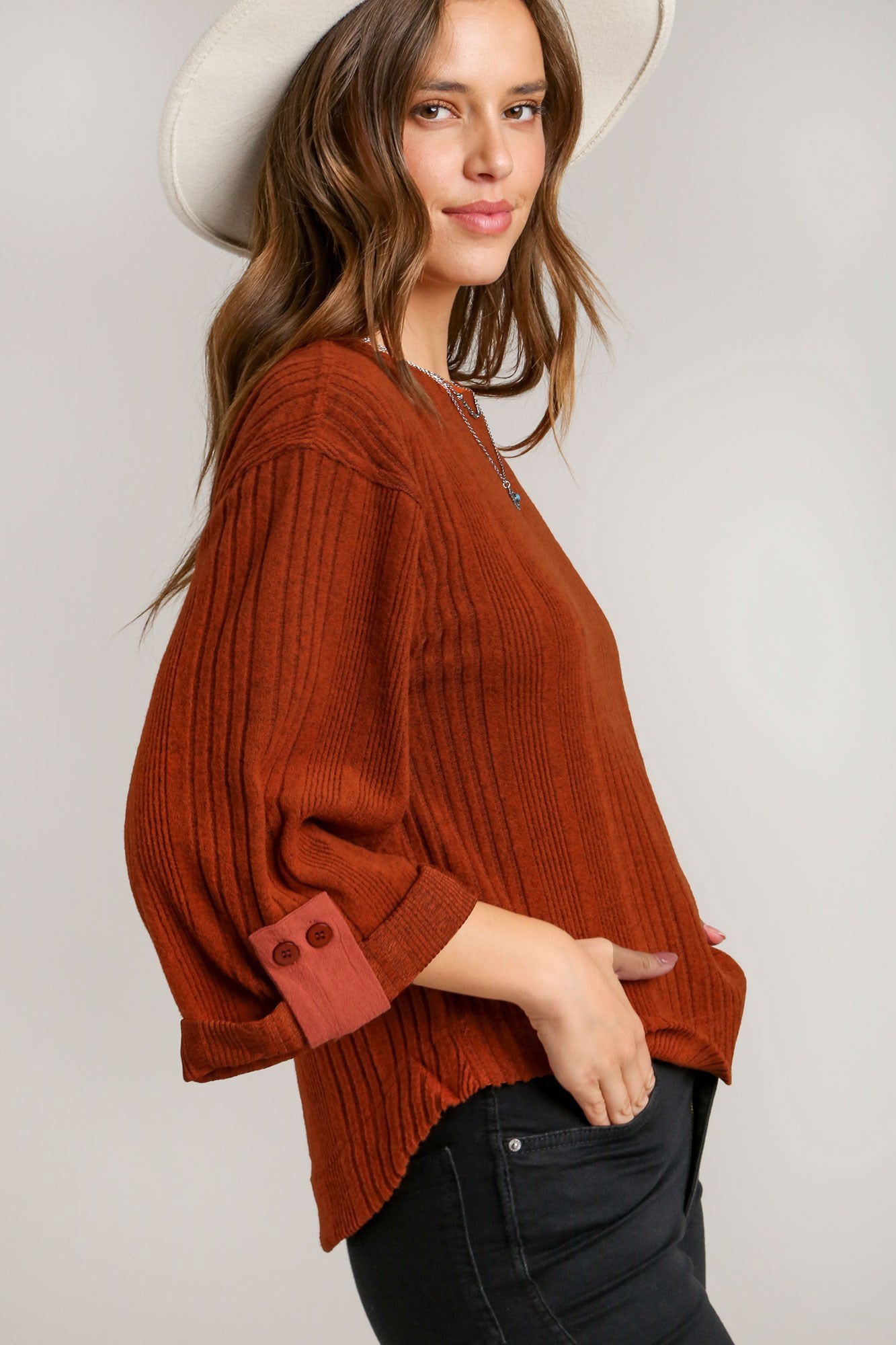 Button Cuff Sweater