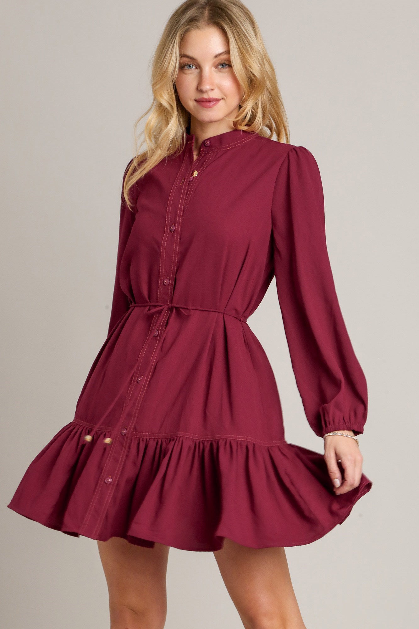 Ruffled Shirt Dress