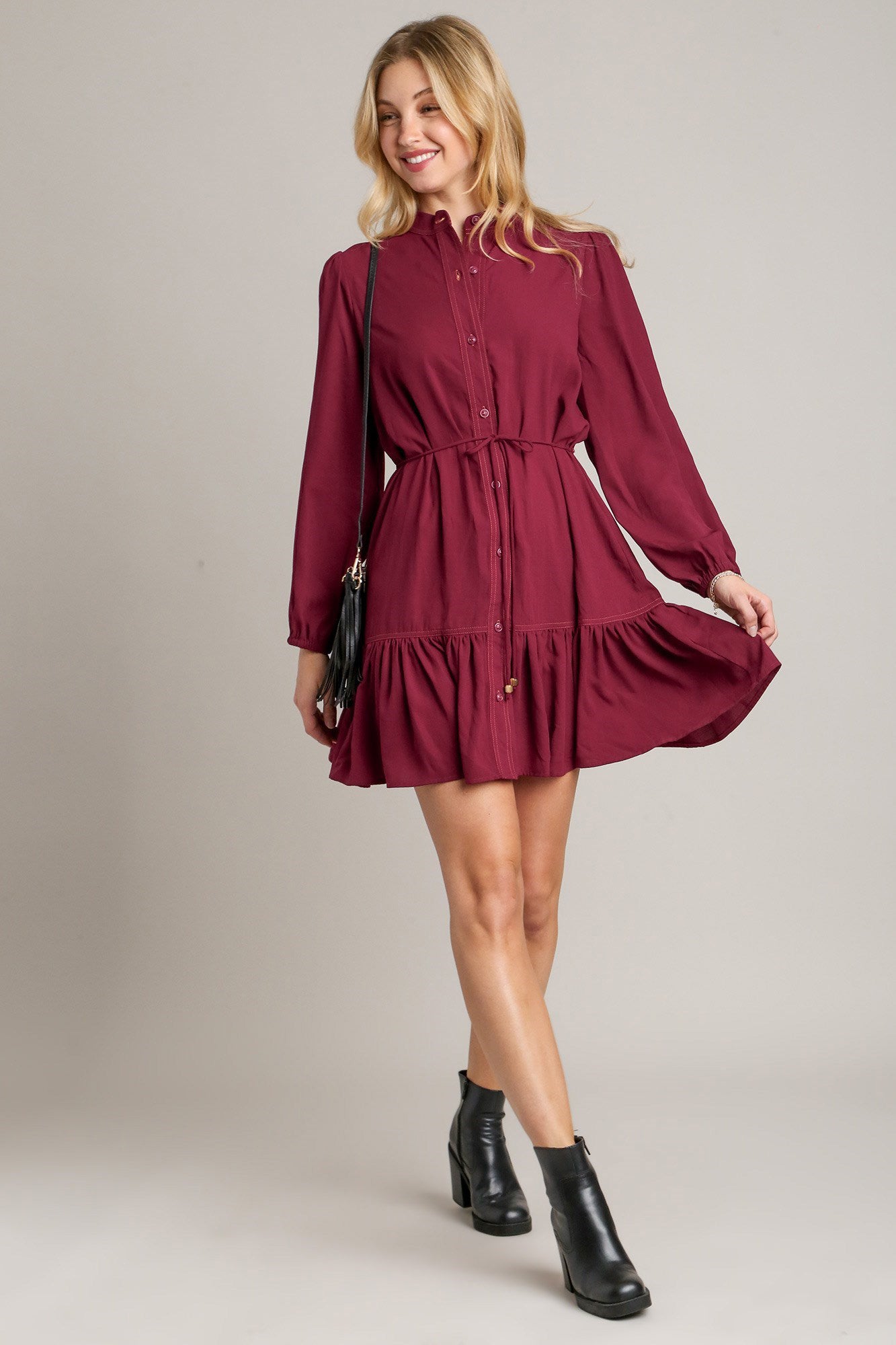 Ruffled Shirt Dress