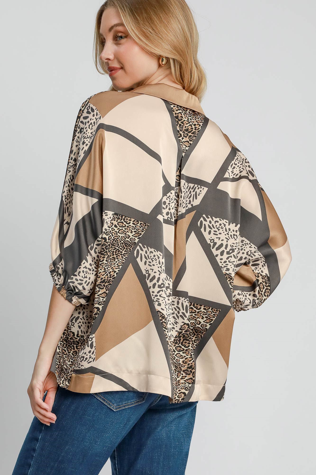 Colorblock Animal Print Top