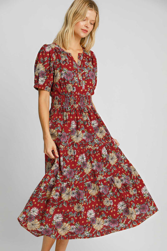Floral Tiered Midi Dress