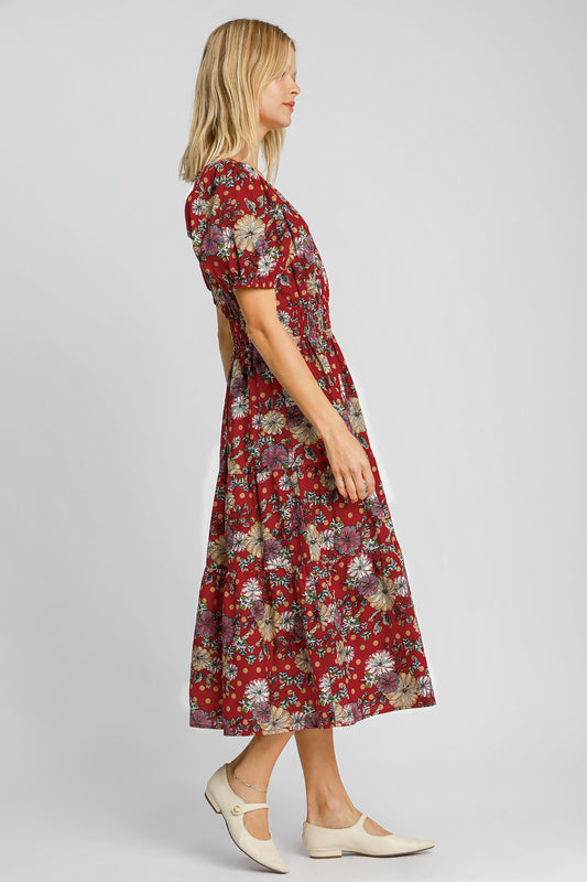 Floral Tiered Midi Dress